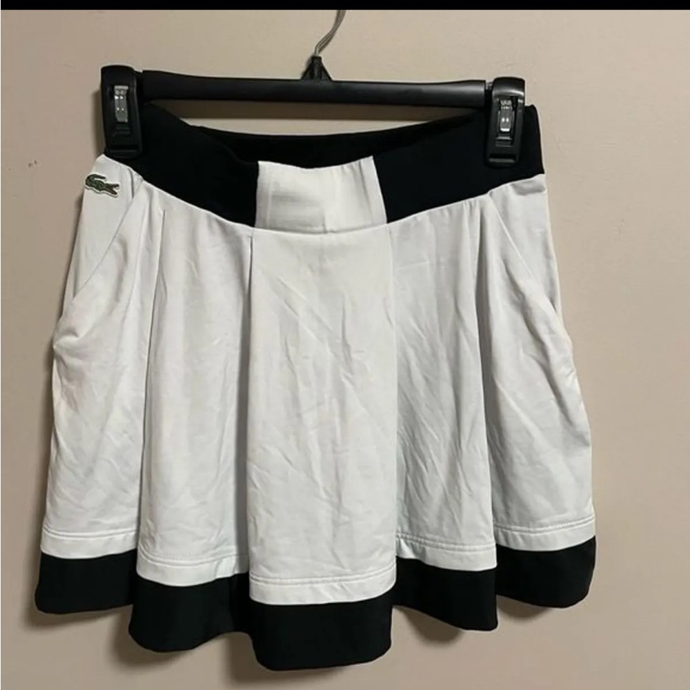 Lacoste Sported Pleated tennis skirt, black and white, size 34(xs)